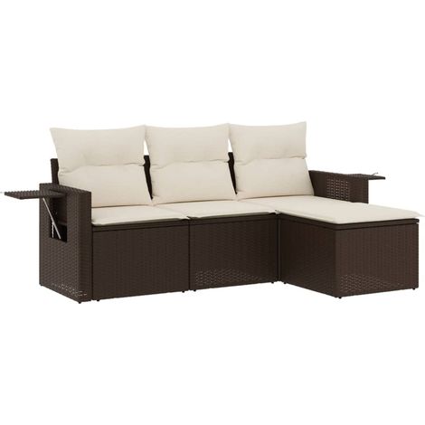 Maison Exclusive - Set Divano da Giardino 4 pz con Cuscini Marrone in Polyrattan
