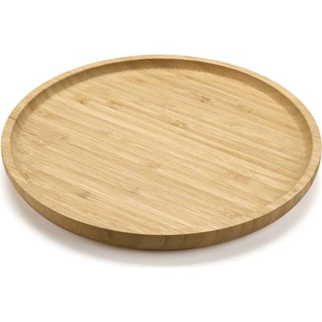 1 Plateau Rond En Bambou 30x30x2 Cm Surface Lisse Design Incurvé Pour Cuisine Salon Salle De Bain