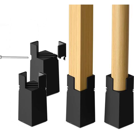 Furniture Risers 4 rehausseurs de chaise robustes, supportent jusqu'à 2 300 kg, faciles à installer, pour lit, table, chaise (noir, 10,2 cm) (1/5)