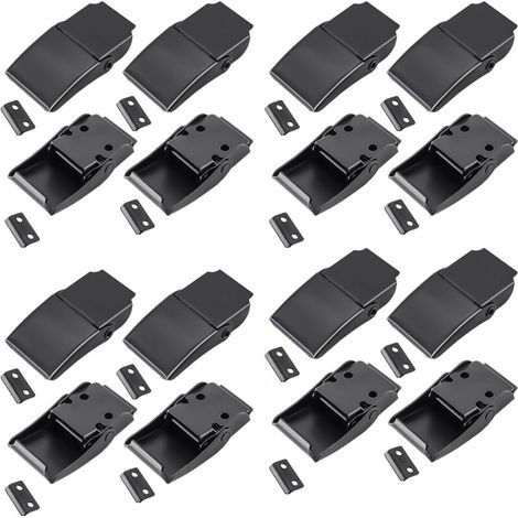 16 Pièces Loquet à Bascule, Fermeture à Levier Fer Fermoir de Tension Fermeture de Boîte Capuchon de Verrouillage pour Boîte à Outils  pour Boîte,Cas Sans Serrure, Noir