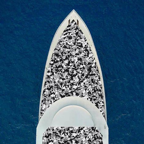 240x90cm Eva Schaum Bodenbelag Teakboden Selbstklebend Mat Deckbeschläge für Boote Grau-Schwarz-Weiß-Tarnung (1/5)