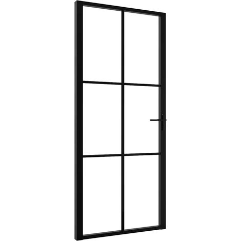 Porte intérieure，Porte d'entrée Verre ESG et aluminium 93x201,5 cm Noir CFW78314 (1/5)