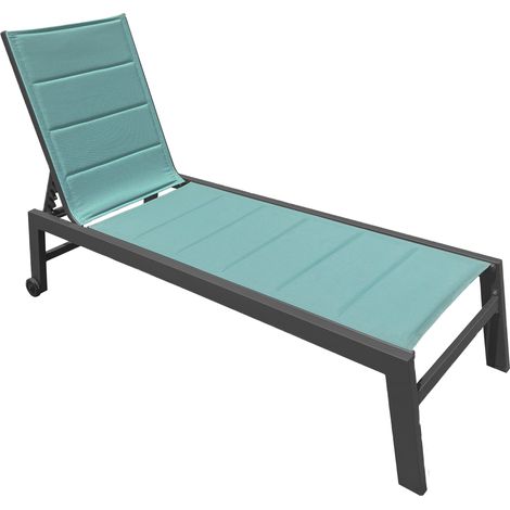 Sonnenliege BARBADOS aus wassergrünem Textilene - anthrazitfarbenes Aluminium