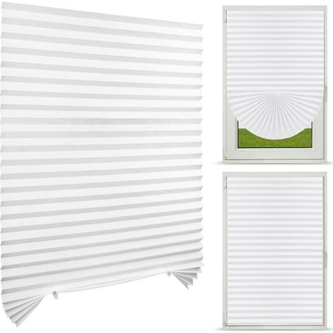 (Blanc,90CMx150CM) Store Plissé sans Percage,Rideaux Plissés Autocollants,Isolation Thermique,intimité et Protection Solaire,Store Plissé Occultant,pour Chambre à Coucher,Salle de Bain (1/5)