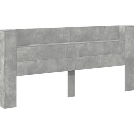 vidaXL Armoire tête de lit avec LED gris béton 220x16,5x103,5 cm
