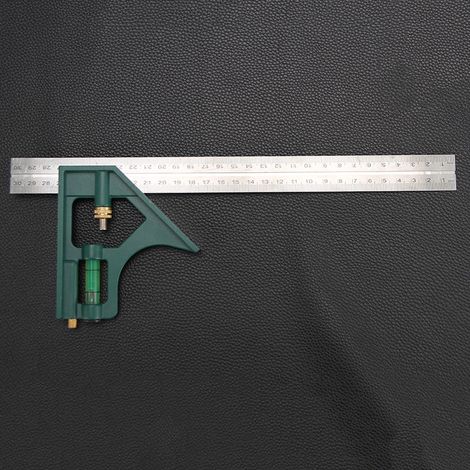 Équerre Combinée 300 mm,Règle d'angle de Combinaison,Combinaison Carrée Outils de Mesure,Acier Inoxydable Règle d'angle de Combinaison,Équerre à Combinaison Précise et Pratique en Métal - Jaune (1/4)