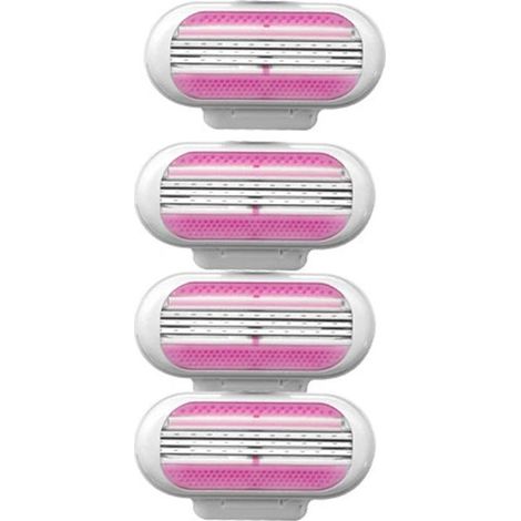 Pack Rose - Rasoir Femme 3 Lames Rechargeables - Aisselles & Jambes (Lot 3 Cartes + 4 Lames de Rechange) (1/5)