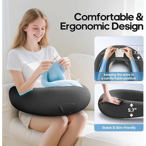 Coussin Lecture - Coussin Jeu - Support Genoux - Forme U - Noir - 1 Pièce (1/5)