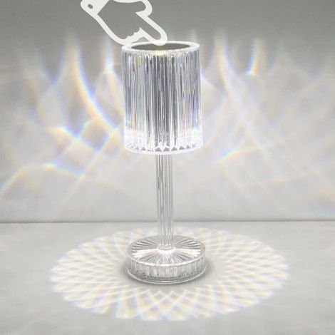 Lámpara de mesa LED de cristal. Lámpara de mesa inalámbrica recargable. Lámpara de mesita de noche LED regulable mediante tacto para sala de estar, dormitorio, hotel, Día de la Madre. (1/5)
