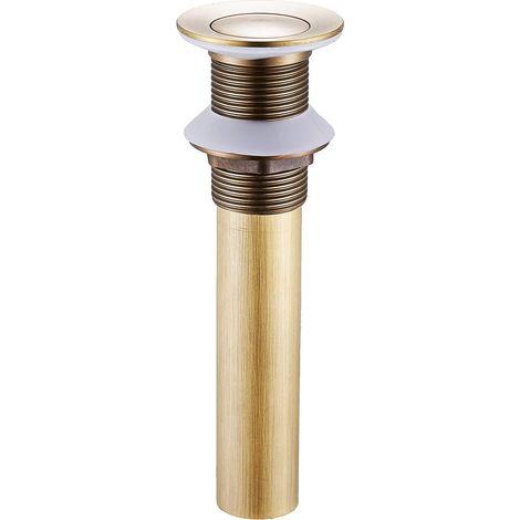 Antique brass bathroom tap with drainer and pop-up waste for washbasin without overflow (1/4)