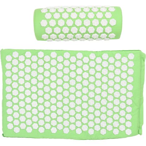 Lot Acupression Coussin Tapis Yoga Assis Couché Détente Dos Épaules Cou Pieds Muscles Canapé Sol Lit Vert (1/5)