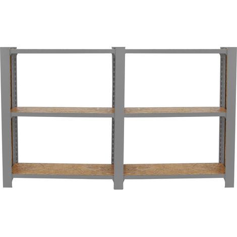 OFFICLICK Étagère 3 étagères en métal sans vis (100x160x30cm) GRIS et OSB (1/5)