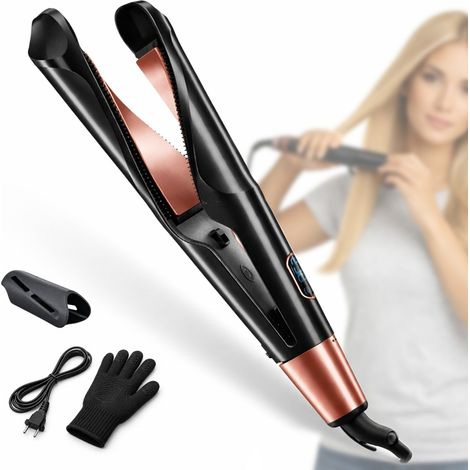 Piastra Capelli 2 in 1 Liscia e Arriccia con Temperatura Regolabile