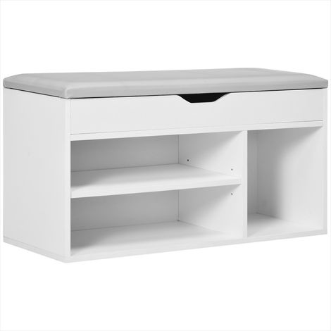 Console Banc à chaussures 2 niveaux avec coussin bois (1/5)