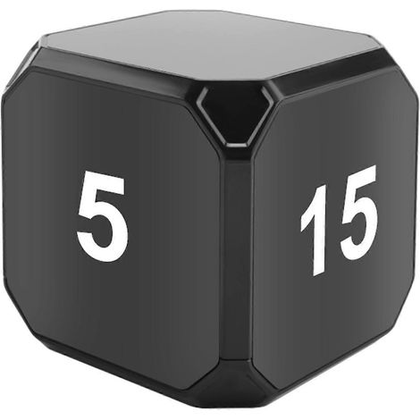 Cube-Timer Küchentimer mit Schwerkraftsensor, Wippen-Meditationstimer für Zeitmanagement und Countdown 5-15-25-45 min (Schwarz) (1/5)