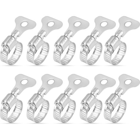 Lot de 10 colliers de serrage réglables en acier inoxydable 304 de 13 à 19 mm pour tuyau de piscine avec poignée - Colliers de serrage multi-usages pour tuyau d'eau et gaz (1/5)