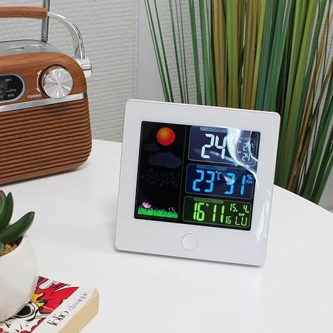 FISHTEC Weather Station - 3-Zone Colour LCD Screen and Wireless Sensor - Indoor Outdoor Temperature and Home Humidity Monitoring (1/4)