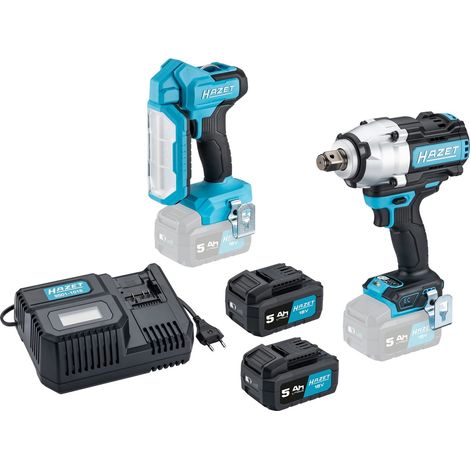 Hazet 3/4 Akku-Schlagschrauber Satz, Akku-Arbeitslicht, 18 Volt 9500P-3/3, 3-tlg. (1/2)