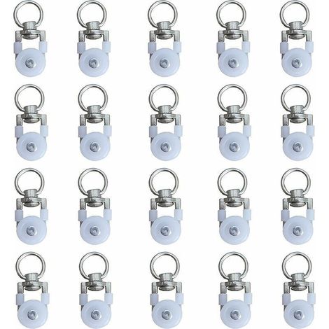 20pcs Rouleaux de Rail de Rideaux,Rouleaux de Rail,Rouleaux de Tringle à Rideaux GlissièRes,Poulie Silencieuse,Rail de Rideaux FenêTre Double Rail Rouleau,pour Rails de Rideau de Windows