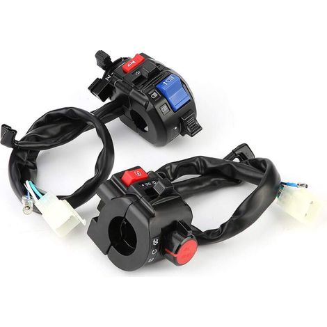 1 Pair Universal 7/8 Inch Motorcycle Handlebar Switch Horn Turn Signal Start Light Control Switch (Black) (1/4)