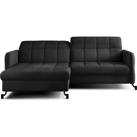 Canapé d'angle convertible velours avec coffre de rangement LORI angle gauche-Gris anthracite-angle gauche (1/5)