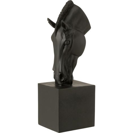 Tête de Cheval sur Socle "Hollywood" 44cm Noir