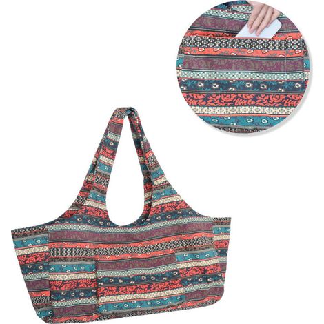 Sac de yoga en toile avec poches - Grande capacité - Style ethnique bohème (1/5)