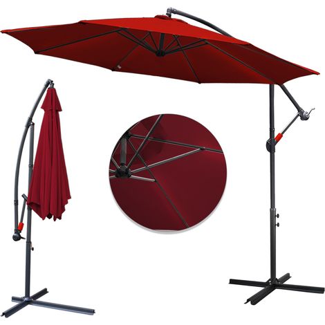 Wolketon Sonnenschirm 3.5m Rot – Großer Blickfang für Garten, Terrasse & Grillabende