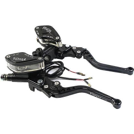 Maître-cylindre de frein et d'embrayage hydraulique universel pour moto de course (1 paire) avec levier réglable pour Honda, Yamaha et Kawasaki - Noir