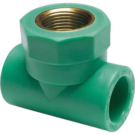 "TEE FILETTATO FEMMINA IN PPR VERDE PN25 Ø25 x 1/2""""F x Ø25"