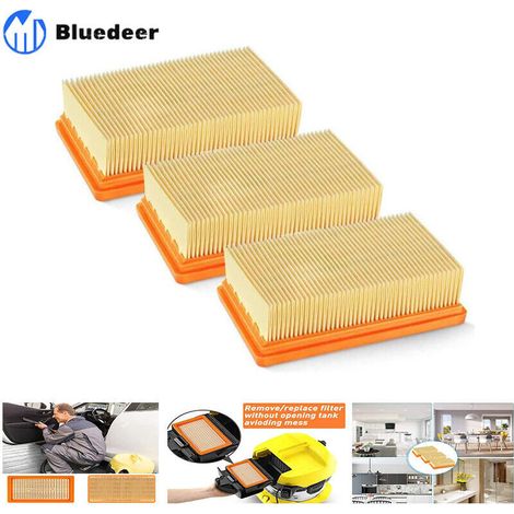 3 Pack remplacement plat plissés Filtre Karcher MV4 MV5 MV6 WD4 WD5 WD6, WD4P WD5P WD6P Aspirateur Wet-Dry - remplace 2,863-005,0 B (1/5)