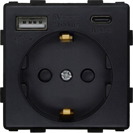 Presa nera da 230 V con inserto USB e caricabatterie AC RTX SH (1/5)
