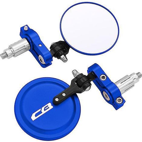 Rétroviseurs de moto ronds pliables de 7,6 cm (3 pouces) pour embout de guidon Honda CB125R, CB650R, CB190R, CB250R, CB300R, CB400, CB500X et CB1000R - Bleu (1/5)