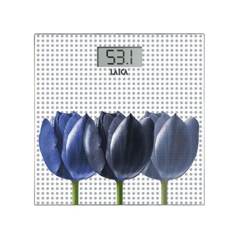 Báscula de baño electrónica con diseño estampado de flores (soporta hasta 180kg, pila de batería incluida) (1/3)