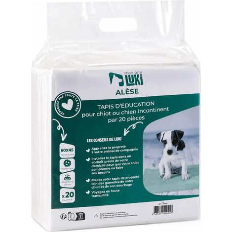 Lot de 20 tapis d'éducation absorbants pour chien - 60x45 cm