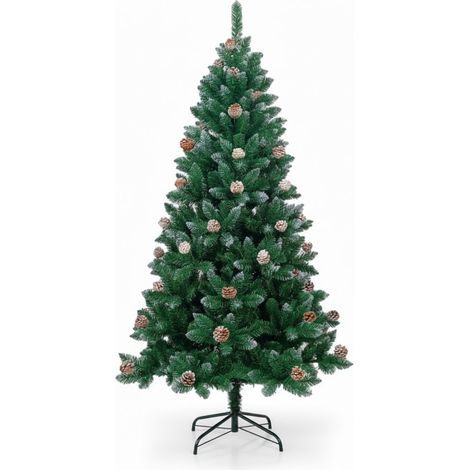 Albero di Natale artificiale Montreal Green con pigne decorative e base in metallo 180 cm 7house