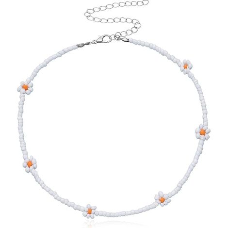 Collier ras du cou bohème coloré à motif marguerite et perles, fait main, orné de perles de rocaille. Idéal pour l'été, la plage et les adolescentes. (1/4)