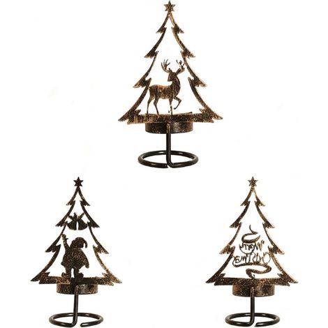 Set di 3 candelieri natalizi in ferro battuto - portacandele in metallo vintage, decorazione natalizia festiva per interni, decorazione da tavolo per la sala da pranzo, camino, matrimonio, decorazione
