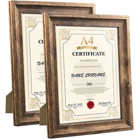 Cadre Photo A4 (29.7x21cm) Lot de 2, Cadre Photo en Bois Rustiques et Marrons (1/5)