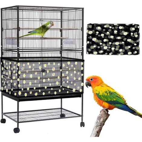 Jaula para pájaros, red protectora de poliéster, lavable, transpirable, evita derrames, tamaño ajustable, margaritas blancas, XXL (1/5)