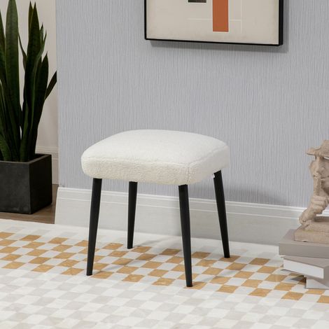 Hocker, Sitzhocker, Kaschmir-Optik, Fußhocker, Creme-Weiß