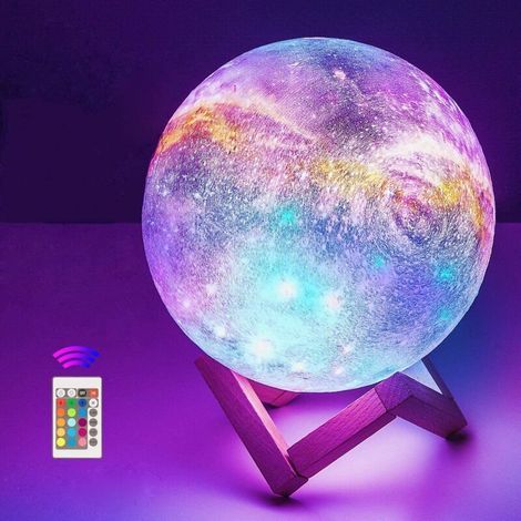 ZOLGINAH 3D-Mondlampe, RGB-LED-Mondlicht mit 16 Farben, 15 cm Durchmesser, kosmisches Sternenlicht, USB-aufladbar mit Fernbedienung, Stimmungslicht für Schlafzimmer, Geschenk, Dekoration (1/5)