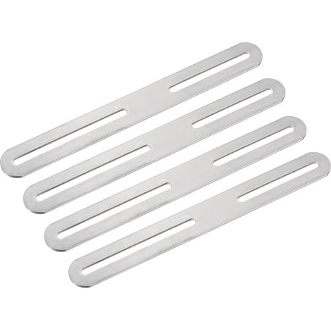 CCYKXA Lot de 4 équerres d'angle réglables en acier inoxydable, 210 x 24 mm, équerres plates et épaisses, pour connecteur d'étagère de meubles fixe (argenté) (1/4)