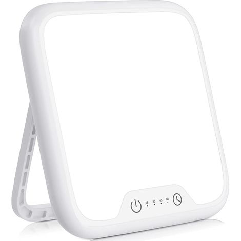 Tageslichttherapielampe, 10.000 Lux, LED mit Memory-Funktion, 4 Timer-Einstellungen, Dimmer, Touch-Steuerung, klappbarer Ständer
