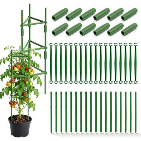 Lot De 2 Cages à Tomates De Jardin: Tours à Tomates en Treillis, Acier Et Plastique, Support De Plantes De Grimpantes pour Légumes Et Fleurs, Légumes Et Fleurs, Plantes Grimpantes (1/5)