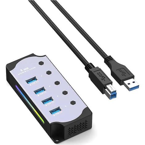 4-Port-USB-3.0-Hub-USB-Adapter mit individuellen LED-Ein-/Ausschaltern