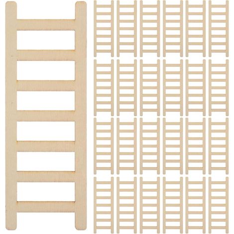 50pcs Échelles Miniatures en Bois pour Maison de Poupée Miniature, Décoration Polyvalente en Bois Kaki, Design Compact pour Projet Bricolage et Mobilier (1/5)