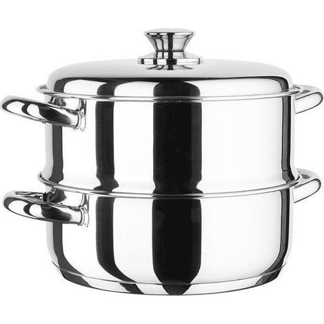 Set per la cottura a vapore INOXIBAR acciaio inox 20 cm triplo fondo induzione sistema con guarnizione ad acqua (1/3)
