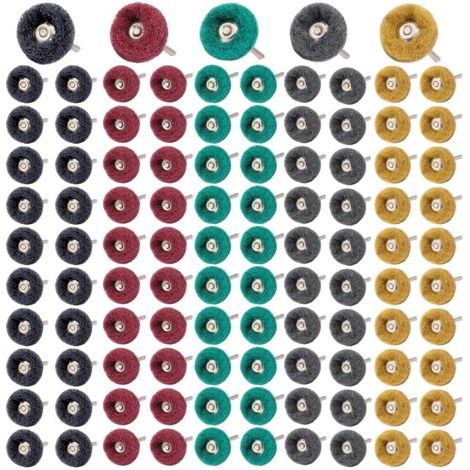 100 Pièces Meules à Polir Kit, 25mm Accessoires Dremel Polissage Abrasif Grain 80/150/240/400/600 Pour Outils Rotatifs Dremel Pour Polir Bijoux Bois