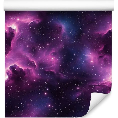 Papel pintado Galaxia en acuarela, tonos índigo, ciruela y violeta, 50x1000 cm. (1/5)